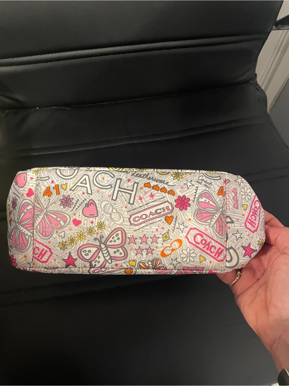 Coach poppy graffiti Mini Shoulder Bag with Pink & Yellow Accents - Picture 5 of 5